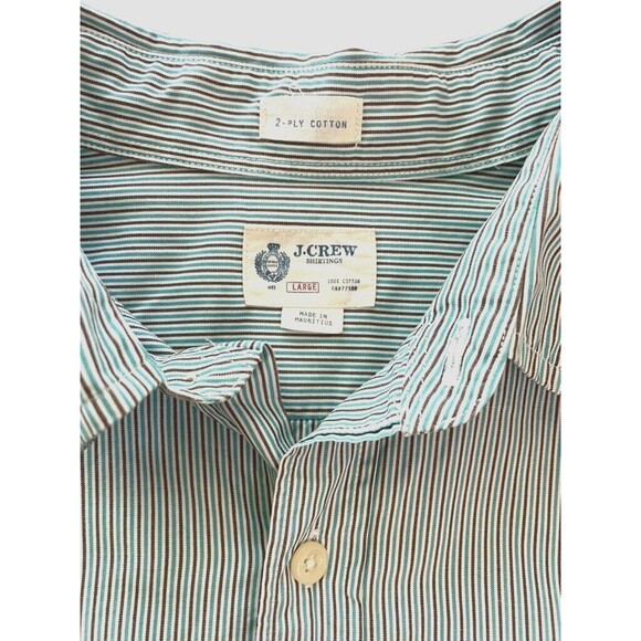 J Crew Shirtings VTG 2 Ply Cotton Striped Button Shirt Preppy Business Soft L - Picture 2 of 10